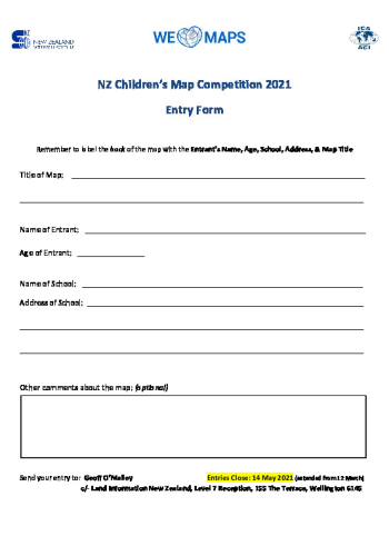 Children's Map Competition 2021 Entry Form 