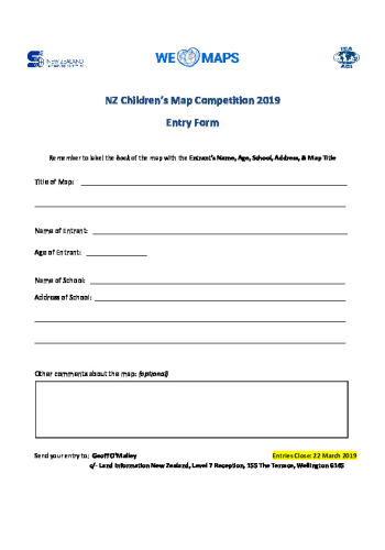 Children's Map Competition 2019 Entry Form